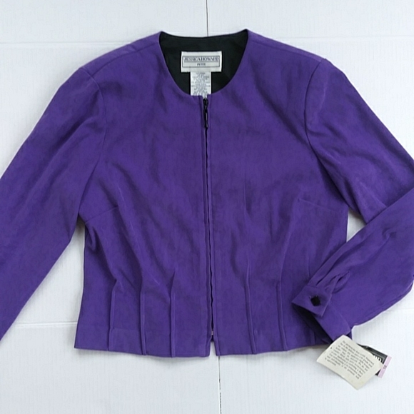 NEW Jessica Howard Pleated Cropped Zip Up Blazer Jacket 12P Purple - Picture 8 of 16